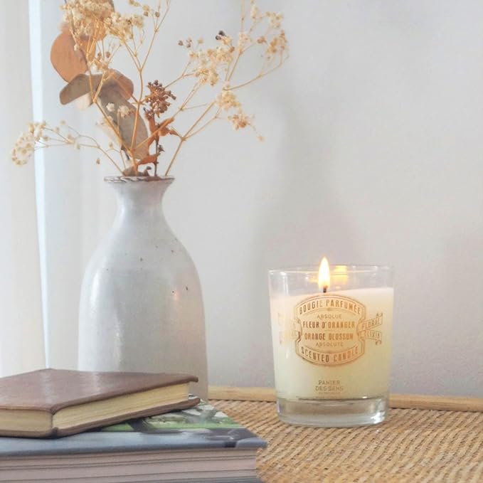 Panier des Sens Orange Blossom Candle - Hand-Poured in Provence, France - Long Lasting Scented Candles - up to 55 Hours Burn Time - Orange Scented Candle - 100% Natural Cotton Wick - 6.3 oz