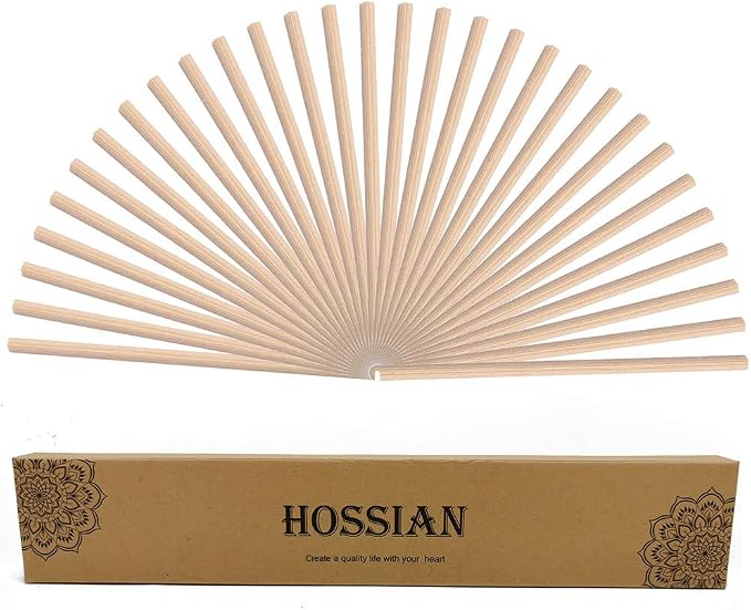 HOSSIAN 50pcs Reed Diffuser Sticks - Wood Rattan-Reed Sticks -Essential Oil Aroma Diffuser Sticks- Spa-Aromatherapy(7.5"/19cm) (Natural 10"/25cm)