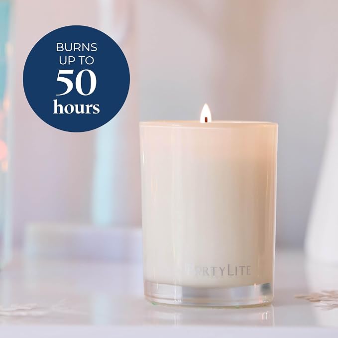 PartyLite Sun-Kissed Linen Escential Jar™ Candle, Scented with Notes of Jasmine Musk, Lily, Water Flowers & Citrus, 7.75oz 1-Wick Reusable Glass Jar, 50-Hour Burn, Aromatherapy Home Fragrance