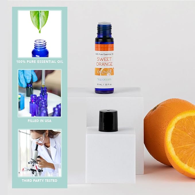 SpaRoom Aromatherapy 100% Pure Essential Oils for Diffusers and Air Freshners, Enliven Sweet Orange, 10 mL