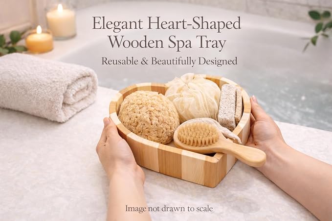 Essentials Spa Gift Set for Women, Heart Shaped Self Care Gift, Relaxation Bath Kit, Gift Ready Box, Mothers Day Gift for Mom