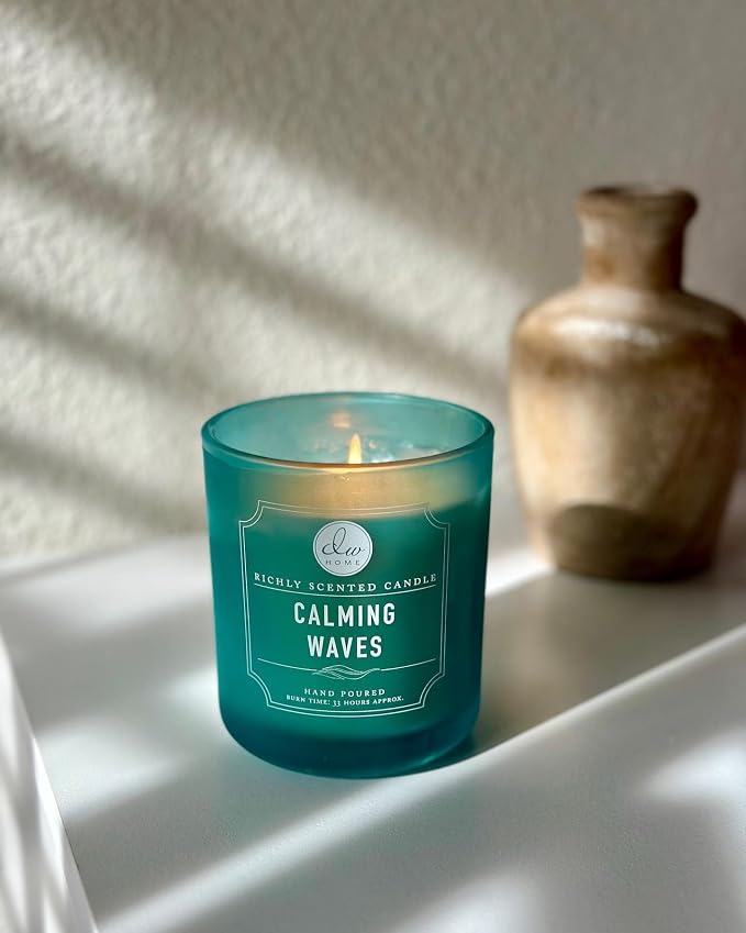 DW Home Calming Waves Scented Candle for Home, 9 oz, Medium Single Wick Candle Jar, Up to 33H Burn Time, Luxury Scented Candle for Relaxation, Gifting, Home Decor