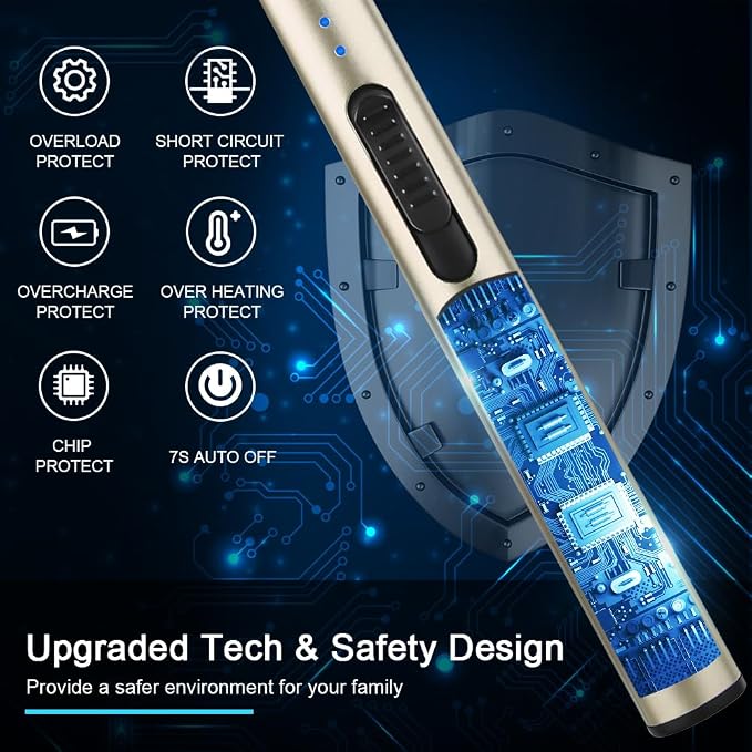 ARECTECH Electric Candle Rechargeable Lighter Arc Plasma Lighter for Candle Kitchen Camping Christmas Type-C Gold