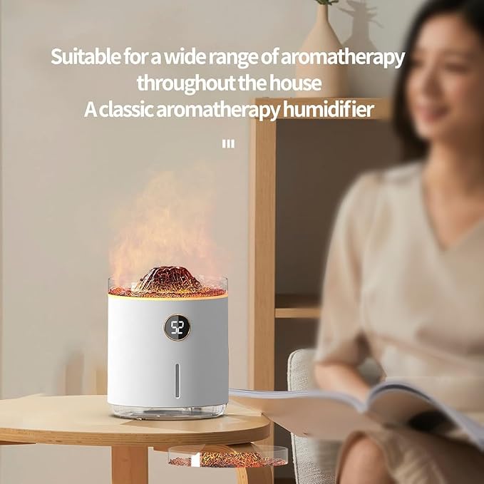 Aroma Diffuser with 350mL Water Tank, Flame and Smoke Modes, Auto Shut Off Safety Technology, Intelligent Timer, Ultra Quiet 30dB Operation for Bedroom or Office (black)