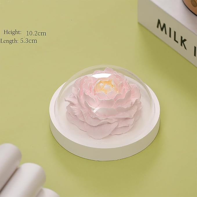 Essential Oil Passive Flower Diffuser -Non-Electric Peony Flower Porcelain Aromatherapy Diffusers for Small Mini Room, Desk Decorative, Bathroom (Pink, Peony)