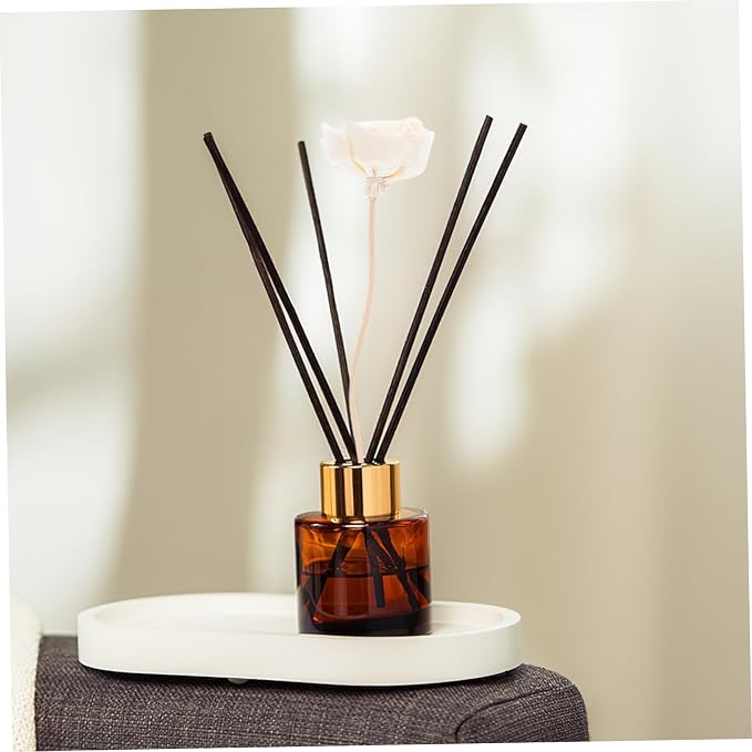 Hemobllo 2pcs Decorative Aroma Diffuser with Wood Flowers Rattan Essential Oil Diffuser for Home Fragrance Elegant Room Office and Hotel Decor
