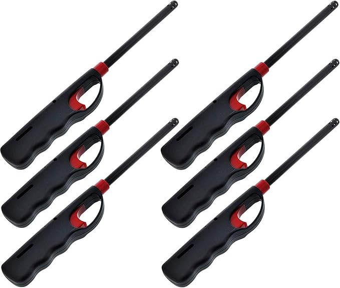6 - Handi Flame BBQ Grill Click Lighter Refillable Candle Fireplace Kitchen Stove Wind Resitent Long Stem