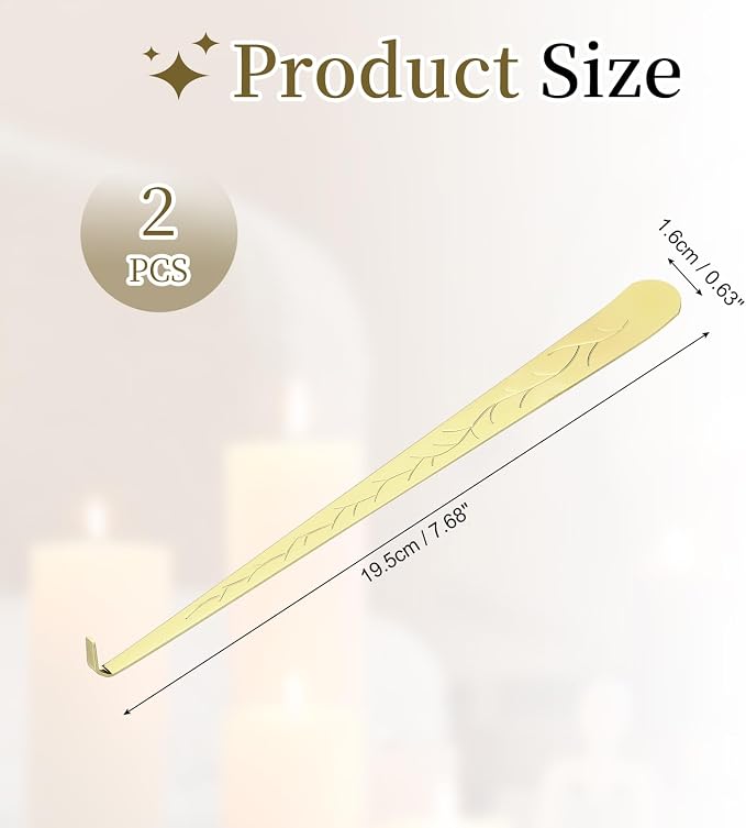 uxcell 2 Pcs Candle Wick Dipper, Stainless Steel Candle Wick Hook, Flame Dipper Snuffer Extinguish Accessory Flat Design for Putting Out Flame Home Decor Gifts, Gold