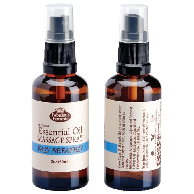 Fabulous Frannie Easy Breathzy (Formally Cold) Massage Spritz 100% Pure Essential & Carrier Oils 2oz