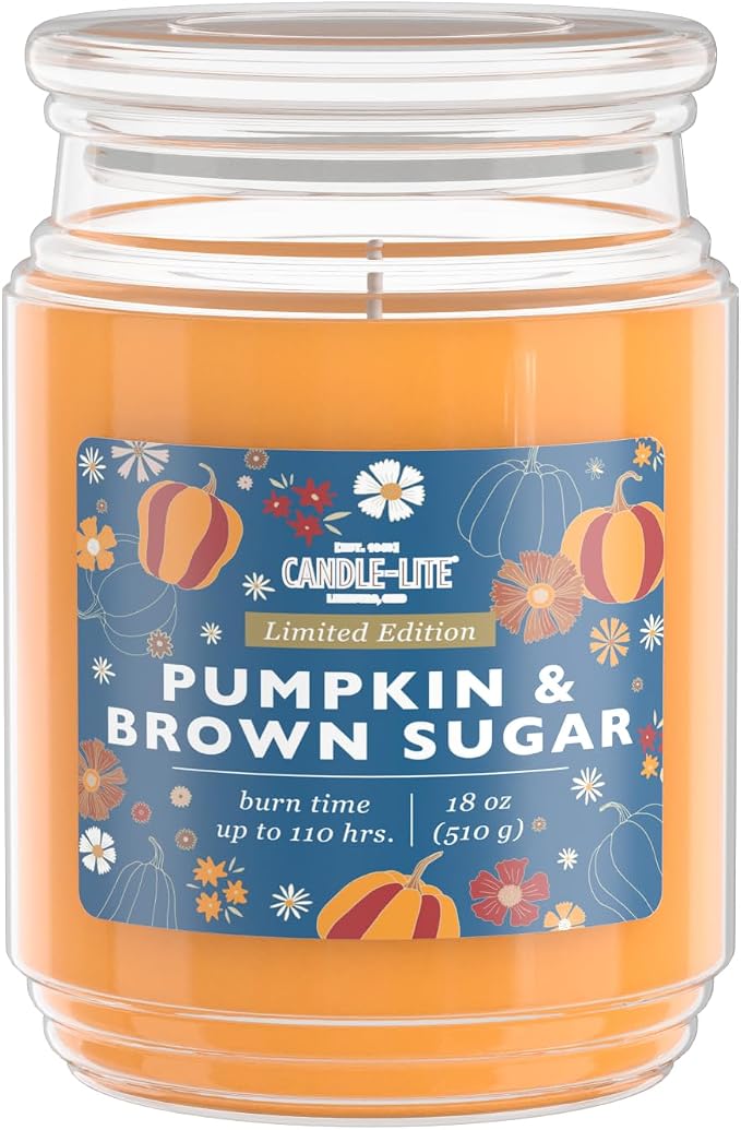 Candle-lite Halloween Scented Candles, Spiced Rum and Pumpkin with Clove, 18 oz Jar, 110 Hour Burn, Fall Scented Candle for Home Decor, Single-Wick, Proudly Poured in USA, Halloween Candle Decoration