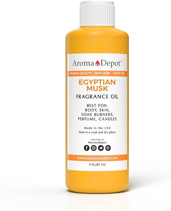 Aroma Depot Egyptian Musk Perfume/Body Oil (7 Sizes) Our Interpretation, Premium Quality Uncut Fragrance Oil Musk Scent (4 Ounce Plastic Bottle (120ml))