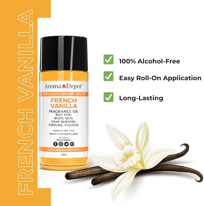 Aroma Depot French Vanilla Fragrance Oil 1 oz for Candle Making, Soap Making, Wax Melts & DIY Crafts