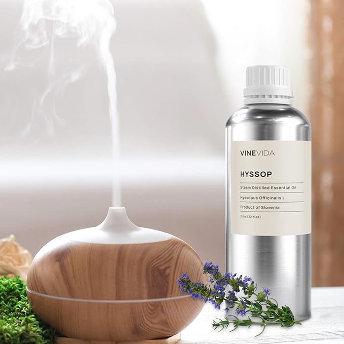 VINEVIDA Hyssop Essential Oil - 32 oz - Undiluted - DIY Candle Scents - Bulk for Soap Making