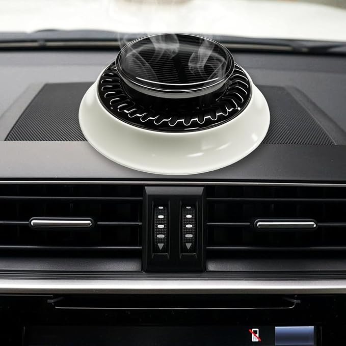 UFO Car Air Freshener Diffuser, Solar Powered Auto Rotary Aroma Diffuser, Long Lasting Aromatherapy Essential Oil Diffuser, Car Interior Decoration Accessories for Most Vehicles(White)