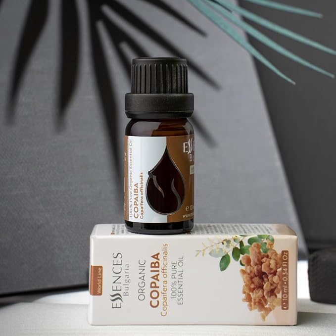Essences Bulgaria Organic Copaiba Essential Oil 0.34 Fl Oz 10ml Copaifera officinalis - 100% Pure Natural Undiluted Therapeutic Grade Aromatherapy for Diffuser Humidifier Massage Skin Care Hair Oil