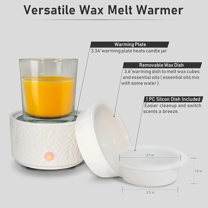 EQUSUPRO Wax Melt Warmer for Scented Wax Melts- Electric 4 in-1 Ceramic Candle Wax Warmer Burner Fragrance Wax Melter for Home Office Bedroom Living Room Decor & Gifts for Women