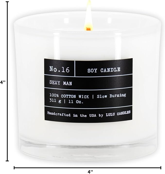 Lulu Candles | Sexy Man| Luxury Scented Soy Jar Candle | Hand Poured in The USA | Highly Scented Long Lasting (11 Oz.)
