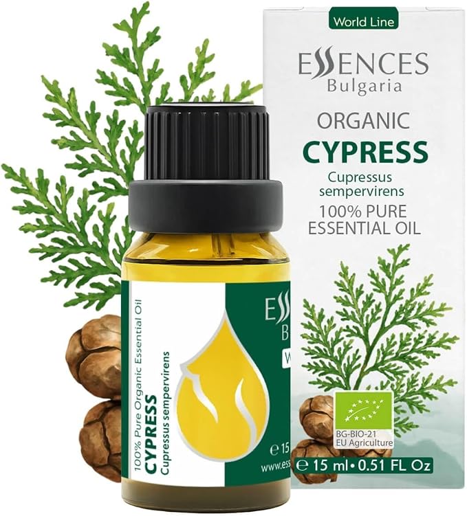 Essences Bulgaria Cypress Essential Oil 15ml (0.51 Fl Oz) | Cupressus sempervirens | 100% Pure, Natural, Undiluted | Aromatherapy, Cosmetics | Vegan, Non-GMO, Cruelty-Free