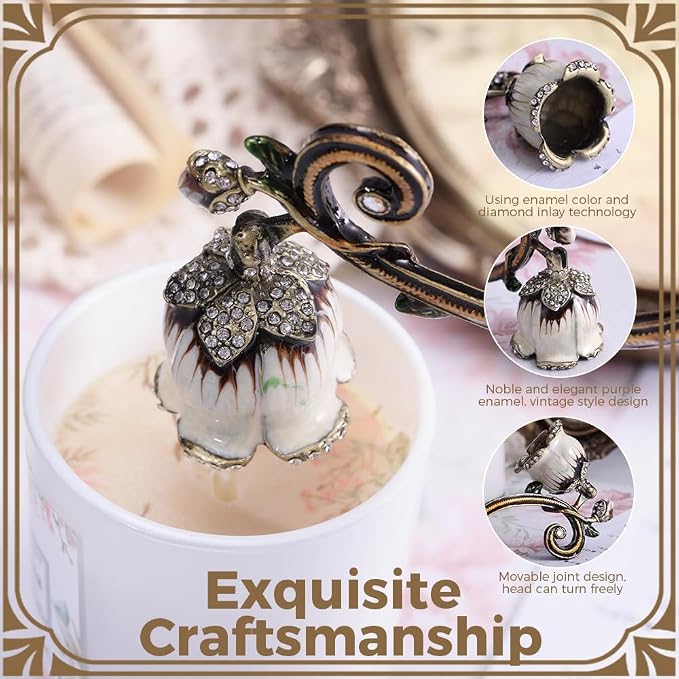Flower Candle Snuffer, Vintage Design Exquisite Candle Accessory, Candle Extinguisher Flame with Long Handle Putting Out Fire Prevent Smoke from Spreading(White)