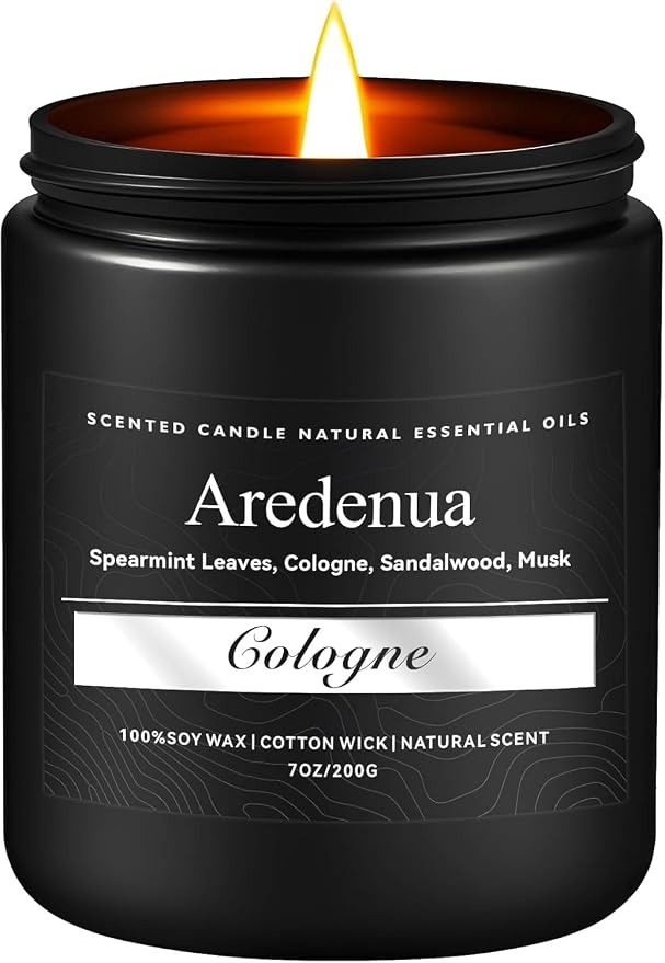Cologne Men Candles | Fathers Day Candle Gift for Dad - Aromatherapy Scented Candles for Men - 7oz Natural Soy Wax Candles, Birthday Day Gift for Dad or Husband - Idears Gifts from Daughter Son & Wife