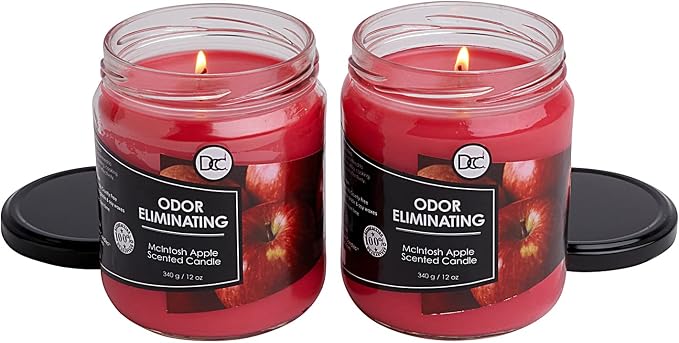 McIntosh Apple 2 Pack Odor Eliminating Highly Fragranced Candle - Eliminates 95% of Pet, Smoke, Food, and Other Smells Quickly - Up to 80 Hour Burn time - 12 Ounce Premium Soy Blend