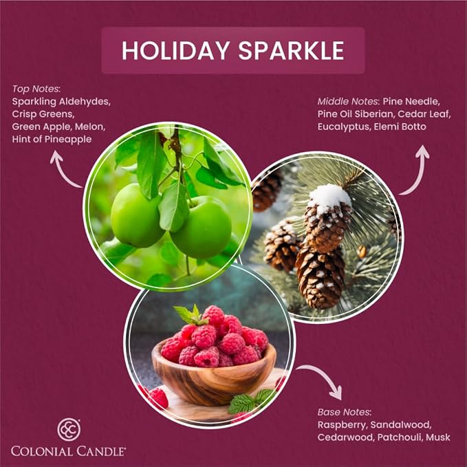 Colonial Candle Holiday Sparkle Scented Jar Candle, 2 Wick, 3.5 oz, Mottled Wax Candle