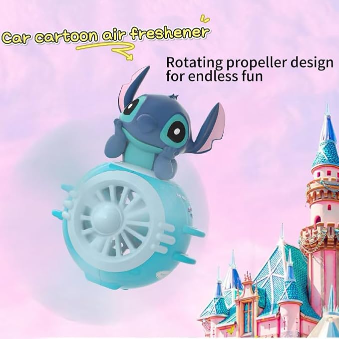 Stitch Car Air Fresheners - Cartoon Pilot Automotive Diffuser, Rotating Propeller Automotive Air Outlet Fan Creative Car Perfume Decoration Accessories with 2 Fragrances