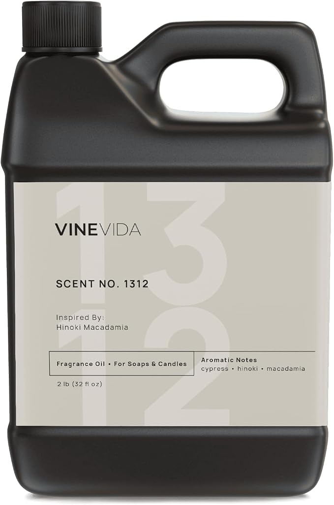 VINEVIDA Scent NO. 1312 Fragrance Oil - 32oz (2lbs) - Inspired by: Hinoki Macadamia Fragrance Oil for Candle Making - Made in USA Candle Scents Scents for Soap Making