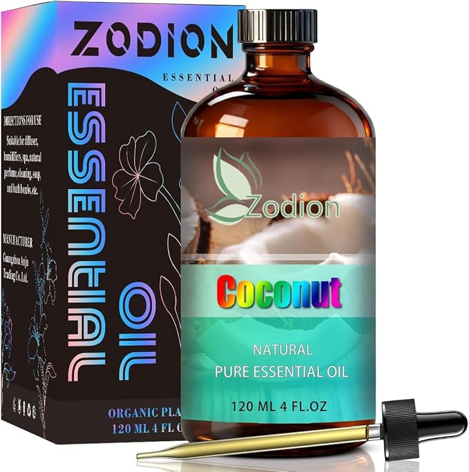Coconut Essential Oil, Coconut Fragrance Oil for Diffuser, Massage, Humidifier, DIY Candle, Soap Making, Home, Bath, Yoga - 4 fl oz (120ml) - ZODION Essential Oils