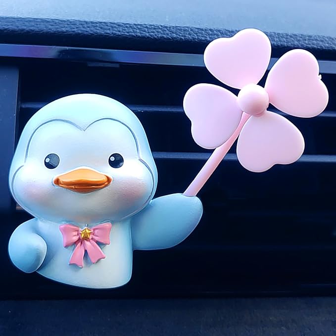 Cute Car Air Freshener Vent Clips, 3D Animal with Mini Fan Diffuser Vent Clip, Air Conditioning Decoration Car Accessories for Women and Men