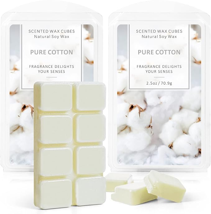 SCENTORINI Wax Melts, Summer Scented Wax Cubes, Cotton Scent Soy Wax Melts Strong Scent, for Wax Warmer Valentines Day Gifts Home Decor, 2 x 2.5 oz