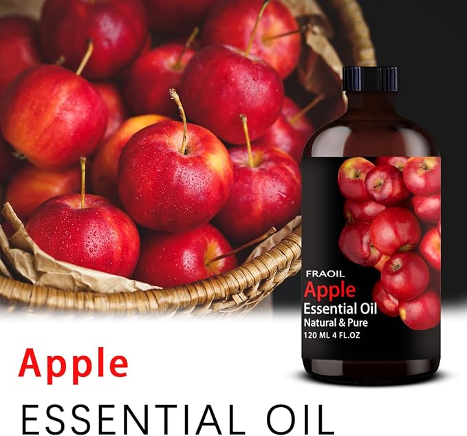 Apple Essential Oil, Apple Oil 4 Fl Oz 120ML for Diffuser Humidifier Yoga Cleaning DIY Candle Soap Making Perfume Gift for Women Essential Oils FRAOIL (Apple 4 Fl Oz (Pack of 1))