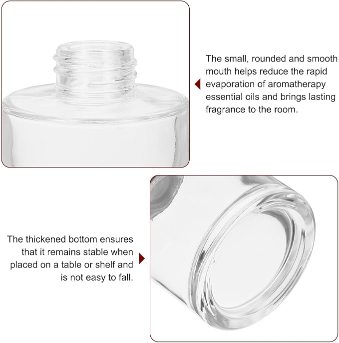 HARFINGTON 2pcs 200ml/6.8oz Empty Glass Diffuser Bottle 3.6" x 3.1" Refillable Fragrance Accessories Aromatherapy Jar Container for Replacement Reed Diffuser DIY Home Bathroom Transparent