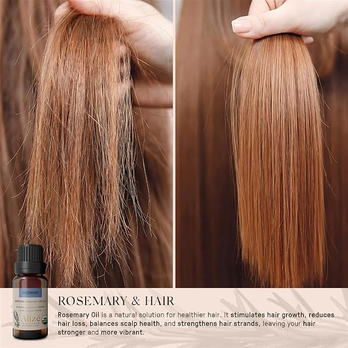 Organic Rosemary Essential Oil, Rosemary Oil for Hair Care, USDA Certified Organic, 100% Natural & Pure Essential Oils for Diffusers for Home, Aromatherapy Oils 10ml-0.33 fl oz
