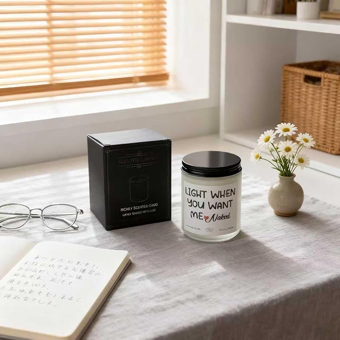 Father’s Day Gift for Husband from Wife – Funny “Light When You Want Me” Candle – Handmade Lavender Scented Candle, 7oz – Gifts for Him, Boyfriend, Men, Couples