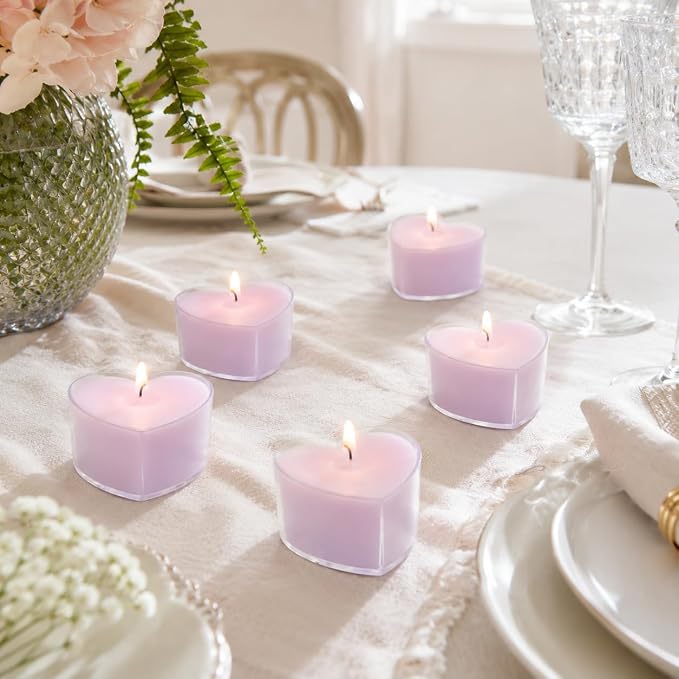 Purple Tea Lights Set of 24, Violet Scented Tealight Candles, Handmade Tea Candles, Long Burning Tealights for Romantic Wedding Home Decor Gift