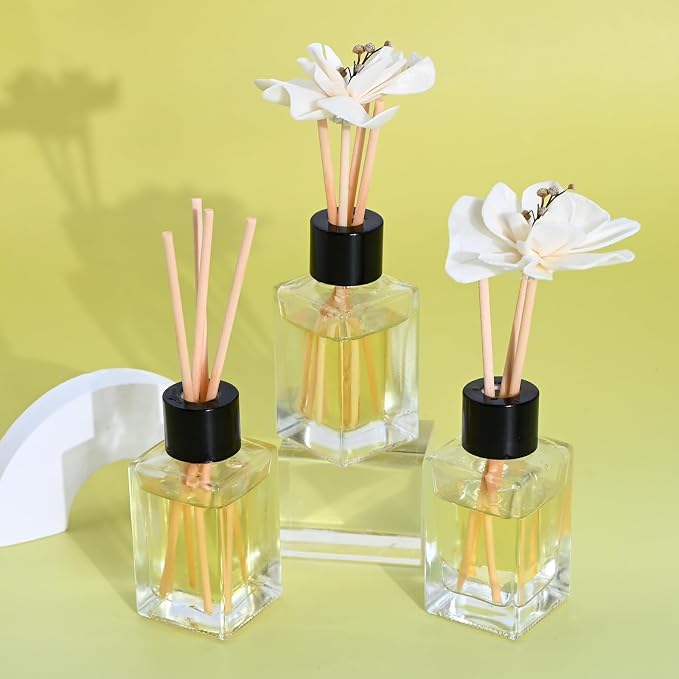JUYRLE Reed Diffuser Making Kit- DIY Flower Reed Diffuser Set for Home with Essential Oil, Sticks, Glass Bottle, Air Fresheners for Home Office Bathroom Shelf Aromatherapy Decor Gifts for Women & Men