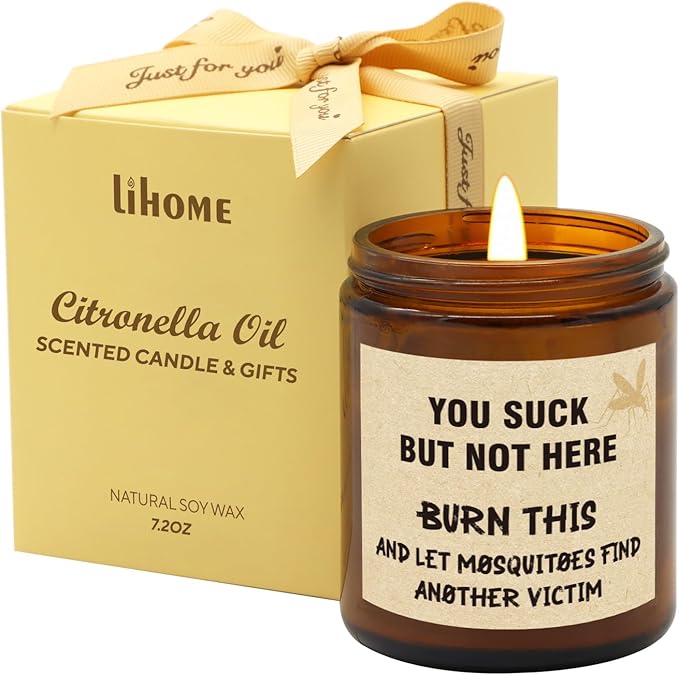 Citronella Candle for Indoor or Outdoor Use – Funny Citronella Candle for Patio, Camping & Gifts, Natural Soy Wax (7.2oz)