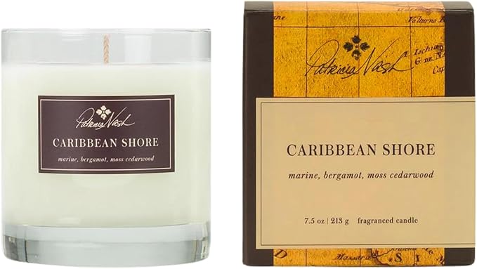 Rosy Rings Patricia Nash Candle | Long Lasting Fragrance Home Decor Gift Luxurious Aromatherapy Notes of Marine, Lemon, Bergamot, Lily, Sandalwood, Musk 60 Hour Burn 7.5oz 3.5" H (Caribbean Shore)