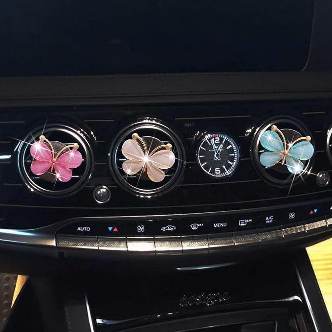 3Pcs Lovely Butterfly Car Clip, Cute Air Conditioning Outlet Diffuser Charm, Vent Accessories, Interior Decor for Girls & Women