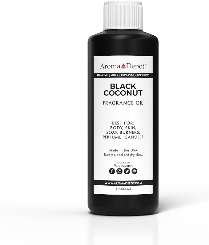 Aroma Depot Black Coconut Fragrance Oil 8 oz. Perfume Skin Oil, Scented Oil, is Great for Candles, Bath Bombs, Body Butters, Creams & Lotions. Few Drops in The Diffuser, Burners, or Warmers.