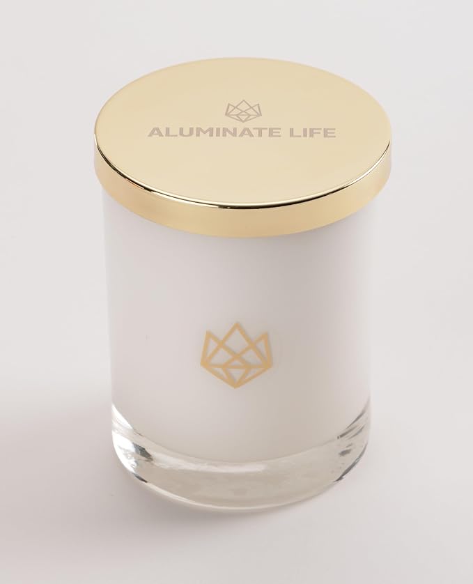 Luxury Glass Jar Seasonal Candle, 14 OZ, Spark - Red Aventurine Crystal Infused - Holiday Scents of Orange Peel, Smoky Undertones, & White Cedar - Coconut Wax, Essential Oils
