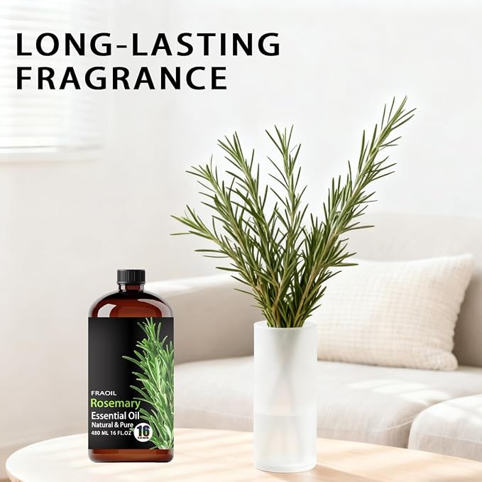 Rosemary Essential Oil, Rosemary Oil 16 Fl Oz 480 ML for Diffuser Humidifier Yoga Cleaning DIY Candle Soap Making Perfume Gift Essential Oils FRAOIL (Rosemary 16 Fl Oz (Pack of 1))