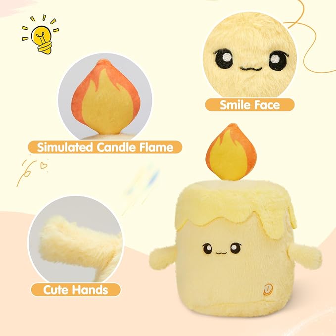 WEWILL Light up Candle LED Stuffed Animal Soft Nightlight Glow Candle Plush Toy Gifts for Kids Mom Girls Birthday Christmas, 10"