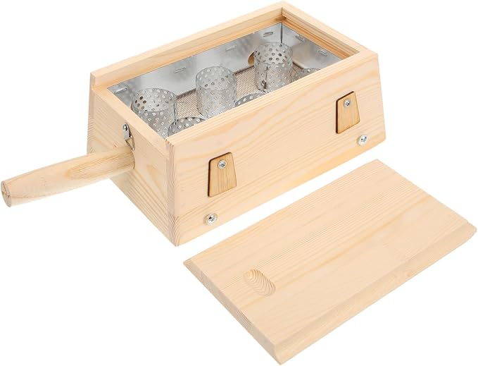 NOLITOY 2pcs Wooden Moxibustion Burner Box Portable Smokeless Moxibustion Case for Neck Back and Abdomen -Scald Design Six Stick Holder for Home Use