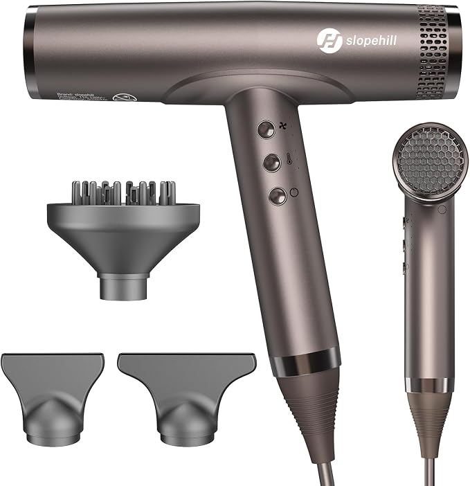 slopehill Professional Ionic Hair Dryer, High-Speed Salon Blow Dryer, Lightweight Compact Hairdryer for Travel, Low Noise Quiet for Home