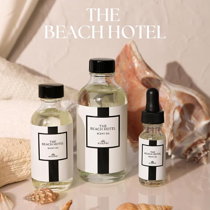 Hotel Inspired Home Perfume Collection -The Beach Hotel– Premium Essential Oil Blend (15mL/0.5 fl Oz) Aroma with Coconut, Freesia & Pear | Long-Lasting, Dropper for Diffuser | Made in USA