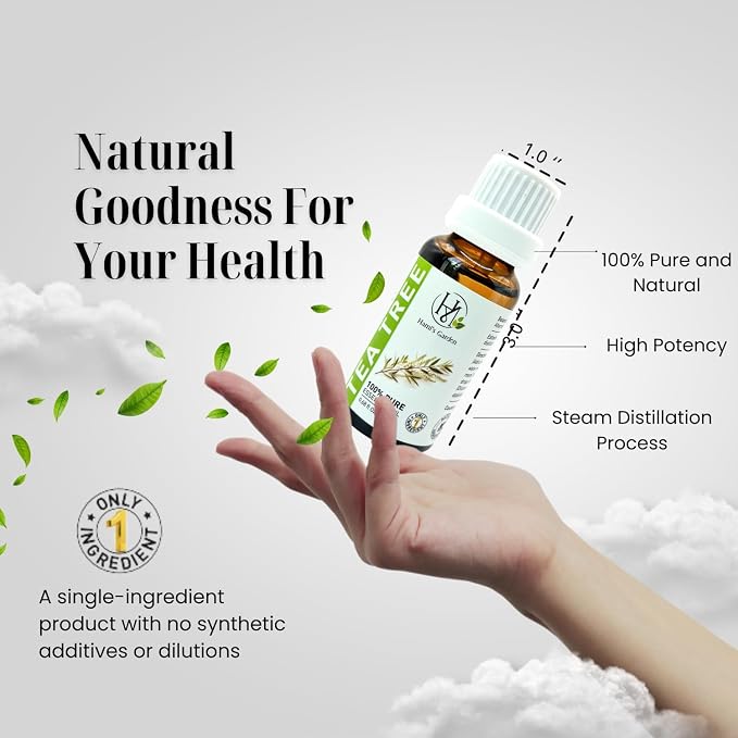 Hami’s Garden Tea Tree Essential Oil – 100% Pure and Natural – Premium Grade with Glass Dropper – for Massage, Skin Care, Household Application and Diffuser – 0.68 fl Oz/20 mL