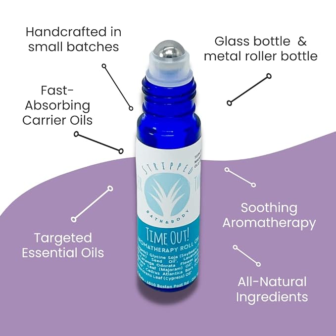 TIME OUT Aromatherapy Roll-On w/Lavender, Ylang Ylang & Cedarwood | Natural Essential Oils for Relaxation for Stress & Calming Relief | 100% Pure, Natural, Therapeutic Grade Oils | Stocking Stuffer