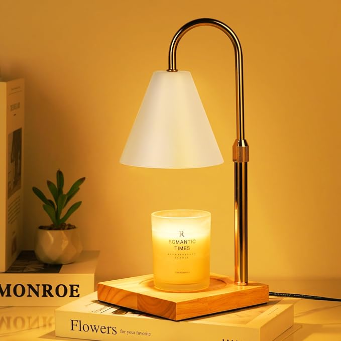 White Candle Warmer Lamp with Timer Dimmer, Electric Candle Lamp Warmer for Bedroom Decor, Mothers Day Birthday Gifts for Mom, Adjustable Metal Candle Lamp, House Warming Gifts, 2*35 Watt Bulb